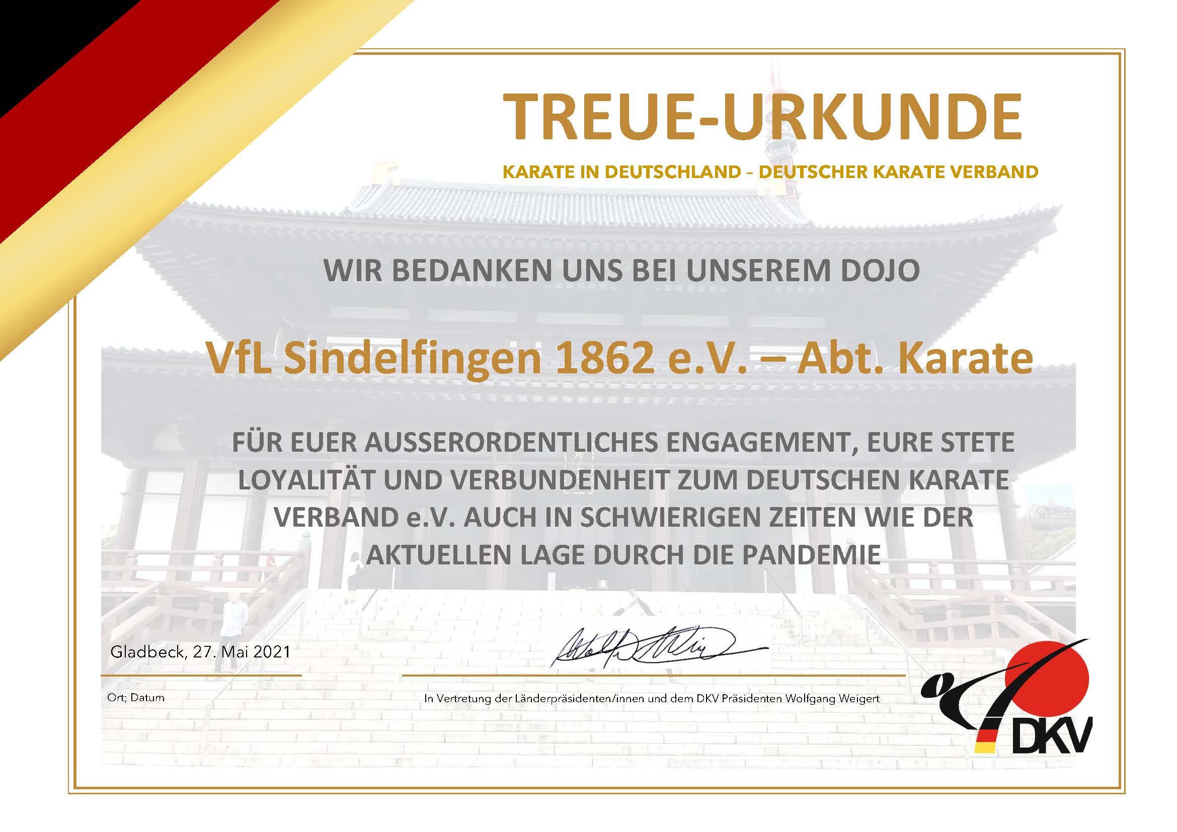 Ein Dank vom Deutschen Karate Verband